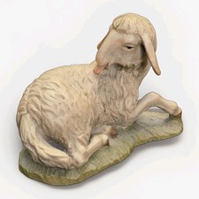 Anri Bacher 10 Inch Scale Colorized Nativity Italy Christmas Laying Sheep Lamb picture