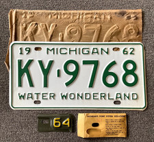 RARE 1962 KY MICHIGAN LICENSE PLATE NOS WITH NOS 1964 TAB ORIGINAL CHEVY DODGE picture