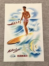 Original 1955 Matson Lines Hawaii Surfing Poster 30