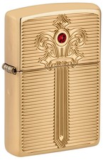 Zippo Royal Saber Design Ruby Crystal Armor High Polish Brass Deep Carve 46737 picture