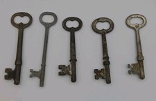 Vtg Antique Skeleton Keys Lot of 5 Iron Steel Ornate Bow Barrel Bit Keys picture