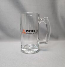 Mitsubishi Logo Advertising Clear Glass 12 oz Tankard, Beer Stein, Drinking Mug picture