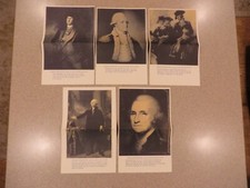 GEORGE WASHINGTON SET OF 5  BLACK AND WHITE PRINTS OF FAMOUS PAINTINGS 14x9 picture
