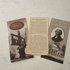 VTG 1964 Colonial Williamsburg Map Brochure Lot Monticello George Wythe House picture
