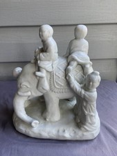 Vintage Blanc de Chine Porcelain Children Riding Elephant Figurine picture