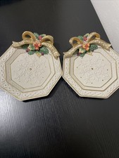Vintage Fitz & Floyd Snowy Woods 2 Serving Plates 1996 Hand Painted picture