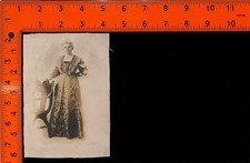 Photo Victorian Edwardian Woman Standing Full Length Ruffled Floral Dress picture