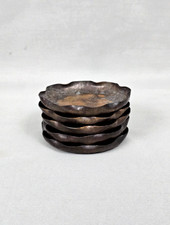 *VERY RARE* Set of 5 ROYCROFT Arts & Crafts Hammered + Scalloped Copper Coasters picture