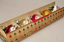 Lot VTG Glass Stencil Pictured Striped BALL Christmas Ornaments Shiny Brite picture