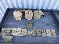 Wwii Military Canteens w/ dog ear flap cover  belt 1940s Lot Pouches picture