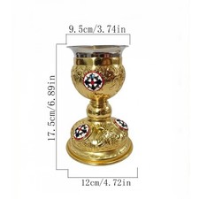 Orthodox Communion Chalice Blue Enamel Icon Reliefs Christian Church Altar Decor picture