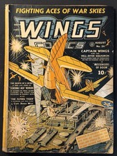 Wings Comics 24 1942 Fiction House Captain Wings Flying Tiger Skull Squad War picture