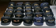 Vintage US Navy 80s 90s Snapback Hat Lot x25 Carriers Ships Planes Stations Heli picture
