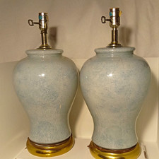 1970s Pair Of Porcelain Selandon Teal Ceramic Table Lamps picture