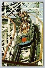 Postcard PA Kennywood Amusement Park Thunderbolt Wooden Roller Coaster AU3 picture
