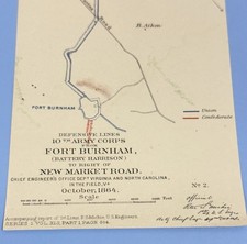 Antique Civil War Map 1864 Virginia Fort Burnham Union Army Official Atlas picture