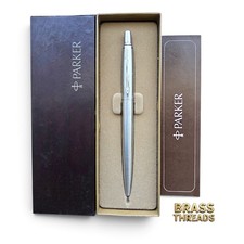 Parker Jotter Stainless Steel Brass Threads Parker Logo Top NOS picture