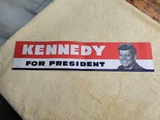 Vintage Kennedy For President 1960 J.F.K Political Campaign Bumber Sticker 18x4 picture