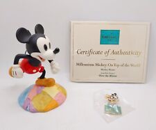WDCC Disney Millennium Mickey Mouse Figurine On Top of the World Box COA Pin picture