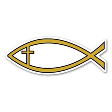Gold Cross Fish Mini Magnet picture