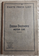 Antique 1915/16 Dodge Brothers Motor Car Detroit Parts Price List picture