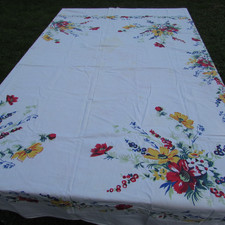 1950s Wilendur Cosmos Vintage Tablecloth Cottagecore Farmhouse CUTTER 64 x 74