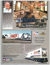 AJ Foyt Featherlite Vantare Luxury Motorcoach EMCO Delta Indy 500 1990s Print Ad picture