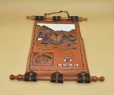 Vintage Handmade Peruvian Tooled Leather Cusco Inka Art Tapestry Wall Hanging picture