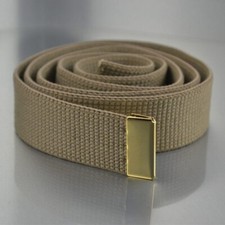 USMC Marine Corps 55β³ Khaki Uniform Belt Cotton w/ 24K Gold-Plated Tip picture