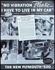 1934 Plymouth Vintage Print Ad No Vibration Please Traveling Salesman Car 11x14 picture
