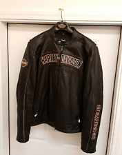 Harley Davidson black leather jacket coat size XL Tall vented picture