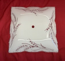 Vintage Lightcraft 7223 WH MCM 12” Square Wheat White Glass Ceiling Light picture