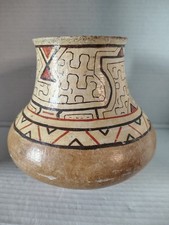 Vintage Shipibo Conibo Polychrome Pottery Olla Vase Jar Peru Amazon Tribal Art picture