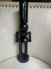 1 High Quality Craftsmanship Heavy Crystal Glass Black Nutcracker Figurine picture