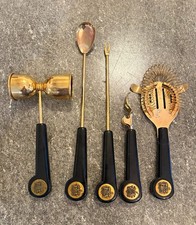 Vintage Mid-Century Modern 5-Piece Retro Barware Mixology Cocktail Accessories. picture