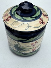 Vtg Gail Pittman Grapevine Green Large Cookie Jar Canister Lid Signed 1993 10.5