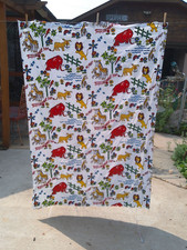 Vintage 1960's Mid Century Child Theme Fabric, Jungle Theme picture
