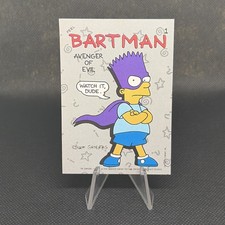 1990 Topps The Simpsons Bartman #1 Sticker Card - Bart Avenger of Evil - Clean picture