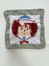 VTG Raggedy Andy Pillow Cover Floral Border Cottage Core 14x14 New Girls Room picture