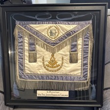 1920's Masonic Memorial Apron Joseph Randolph Coolidge Hand Made Framed RARE picture