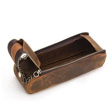 Genuine Leather Zipper Pen Pencil Case Bag Handmade Vintage Retro Creative Case picture