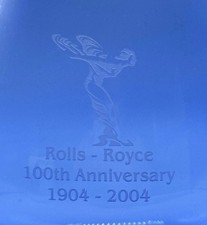 Decorative Rolls Royce Logo Cobalt Blue 100th Anniversary Vase, Dealer Vintage picture