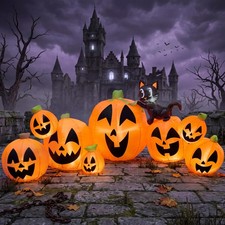 ft Halloween Inflatable Pumpkin Witch Cat 8-Piece LED Lawn Yard Decor picture