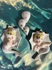 Vintage ENESCO Set of 3 ~ Mermaids ~ Umbrella’s & Heart Bubble So Cute ☔️ picture