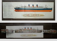 RARE – 1920s. CUTAWAY-longitudinal section- SS PARIS- FRENCH LINE very beautiful picture