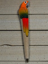 Handcrafted Wooden Parrot Ballpoint Pen Tropical Bird Design Writing Accessory picture