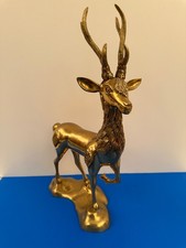 Vintage Heavy Brass Stag Deer Sculpture 14