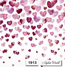 (1913) TWO Individual Paper LUNCHEON Decoupage Napkins - HEARTS LOVE VALENTINE picture