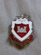 Vintage WW2 Era Red and White Enamel Engineer School Pin. picture