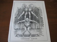 1909 Original POLITICAL CARTOON - CIRCUS STRONGMAN Balancing ACROBATS Acrobatic picture